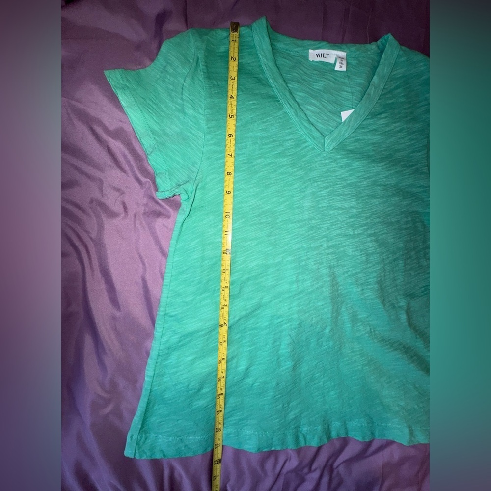 Wilt 100% Cotton V-Neck Tee Spearmint Green Made in USA Women’s XS NWT - Picture 3 of 12